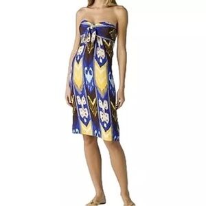 Tory Burch Strapless Leeona Dress Blue Island Ikat Print‎ Size 6 NWT